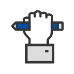 hands holding a pencil icon