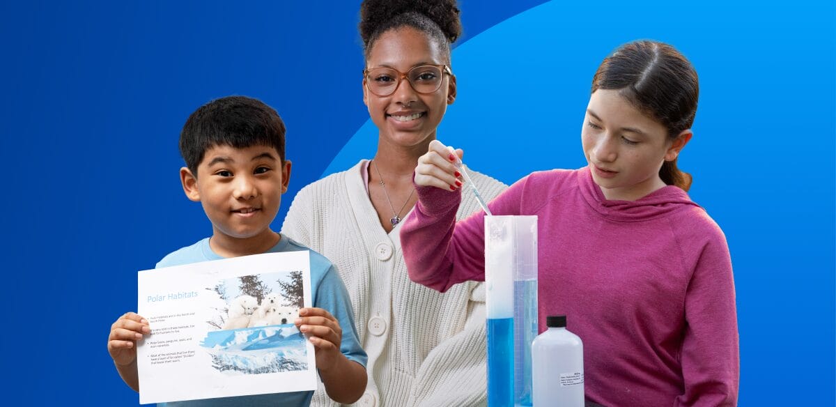 students with paper and experiments